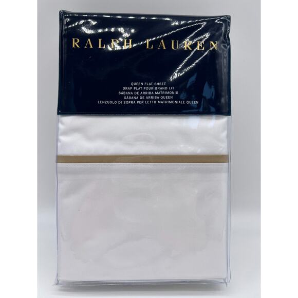 Ralph Lauren Palmer Percale Queen Flat Sheet Burnished Chamois $145.00 NEW - Picture 1 of 12